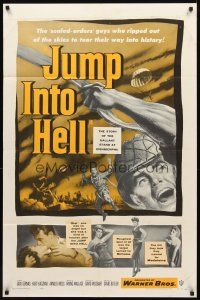 2j494 JUMP INTO HELL 1sh '55 Indochina war, David Butler directed, Jacques Sernas!