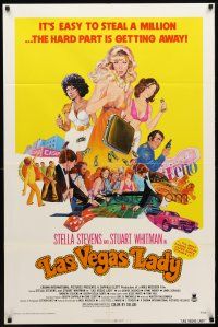 2j512 LAS VEGAS LADY 1sh '75 sexy art of gambling gangster gals, it's easy to steal a million!