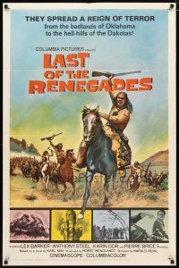 2j515 LAST OF THE RENEGADES 1sh '66 Lex Barker, Pierre Brice, cool Native American art!