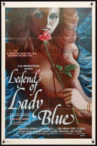 2j520 LEGEND OF LADY BLUE 1sh '79 artwork of sexy naked Maureen Spring with rose by mouth!