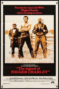 2j521 LEGEND OF NIGGER CHARLEY 1sh '72 slave to outlaw Fred Williamson ain't running no more!