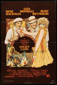 2j546 LUCKY LADY 1sh '75 Richard Amsel art of Gene Hackman, Liza Minnelli, Burt Reynolds!