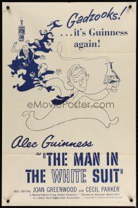 2j562 MAN IN THE WHITE SUIT 1sh R50s wacky art of scientist inventor Alec Guinness!