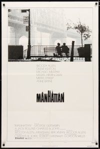2j568 MANHATTAN style B 1sh '79 classic image of Woody Allen & Diane Keaton by bridge!