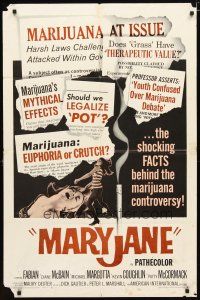 2j576 MARYJANE 1sh '68 AIP, marijuana, drugs, Fabian, Teri Garr, the shocking facts!