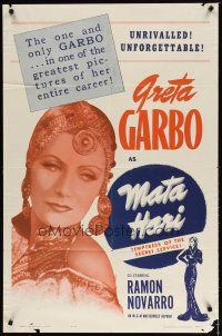 2j578 MATA HARI 1sh R63 great close-up image of pretty Greta Garbo!