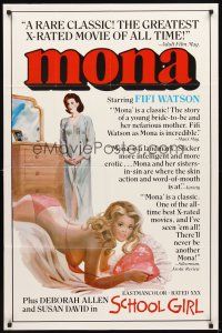 2j588 MONA/SCHOOL GIRL 1sh '70s rated xxx, artwork of super sexy barely-clothed Fifi Watson!