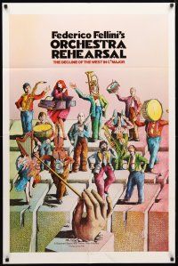 2j640 ORCHESTRA REHEARSAL 1sh '79 Federico Fellini's Prova d'orchestra, cool Bonhomme art!