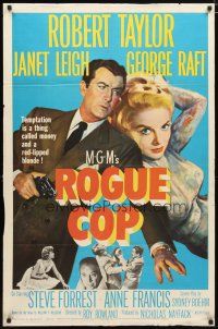 2j724 ROGUE COP 1sh '54 Robert Taylor, George Raft,sexy Janet Leigh is a thing called temptation!