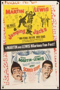 2j745 SCARED STIFF/JUMPING JACKS 1sh '58 wacky Martin & Lewis double-bill!