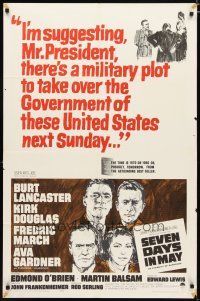 2j755 SEVEN DAYS IN MAY 1sh '64 art of Burt Lancaster, Kirk Douglas, Fredric March & Ava Gardner!