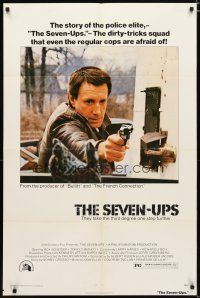2j757 SEVEN-UPS 1sh '74 close up of elite policeman Roy Scheider pointing gun!