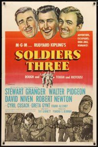 2j789 SOLDIERS THREE 1sh '51 Swewart Granger, Walter Pidgeon & David Niven!