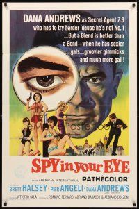 2j806 SPY IN YOUR EYE 1sh '66 Dana Andrews has sexier gals and groovier gimmicks, cool art!