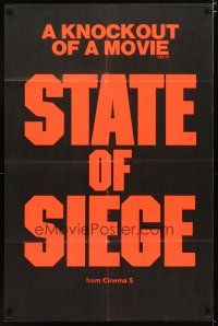 2j822 STATE OF SIEGE teaser 1sh '73 directed by Costa-Gavras, Yves Montand, different dayglo!