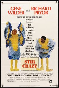 2j831 STIR CRAZY 1sh '80 Gene Wilder & Richard Pryor in chicken suits, directed by Sidney Poitier!