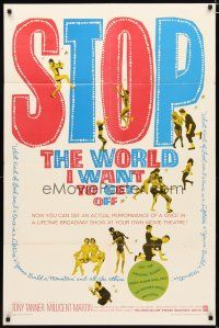 2j833 STOP THE WORLD I WANT TO GET OFF 1sh '66 Tony Tanner & Millicent Martin in Saville musical!