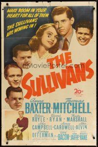 2j841 SULLIVANS 1sh '44 Anne Baxter, Thomas Mitchell & 5 heroic doomed brothers in World War II!