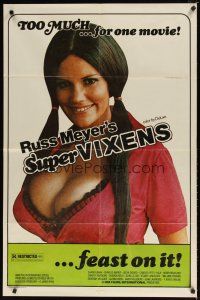 2j848 SUPER VIXENS 1sh '75 Russ Meyer, super sexy Shari Eubank is TOO MUCH for one movie!