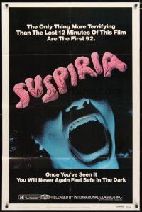 2j854 SUSPIRIA 1sh '77 classic Dario Argento horror, cool close up screaming mouth image!