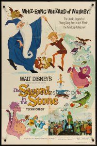 2j863 SWORD IN THE STONE 1sh R73 Disney's cartoon story of young King Arthur & Merlin the Wizard!