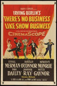 2j884 THERE'S NO BUSINESS LIKE SHOW BUSINESS 1sh '54 Marilyn Monroe & other cast in line-up!