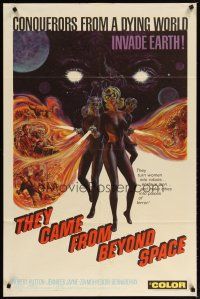 2j887 THEY CAME FROM BEYOND SPACE 1sh '67 conquerors from a dying world invade Earth, sci-fi art!