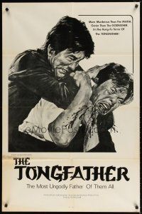 2j910 TONGFATHER 1sh '74 cool title & art, gorier than The Godfather, Kung-Fu Terror!