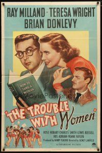 2j920 TROUBLE WITH WOMEN style A 1sh '46 artwork of Ray Milland, Teresa Wright, Brian Donlevy!