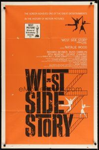 2j959 WEST SIDE STORY awards 1sh R63 Academy Award winning classic musical, wonderful art!