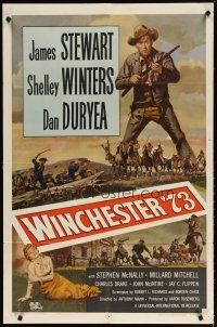 2j974 WINCHESTER '73 1sh R58 art of James Stewart with rifle, Shelley Winters!