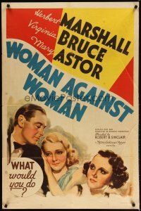 2j984 WOMAN AGAINST WOMAN style C 1sh '38 art of Mary Astor, Herbert Marshall, & Virginia Bruce!