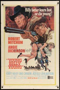 2j993 YOUNG BILLY YOUNG 1sh '69 art of Robert Mitchum, sexy Angie Dickinson & Robert Walker!