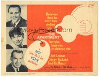 2k076 APARTMENT TC '60 Jack Lemmon, Shirley MacLaine, Fred MacMurray, Billy Wilder!