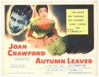 2k079 AUTUMN LEAVES TC '56 close up of Lorne Greene staring at sad lonely Joan Crawford!