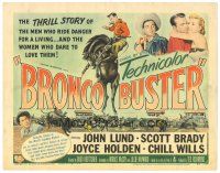 2k097 BRONCO BUSTER TC '52 directed by Budd Boetticher, cool artwork of rodeo cowboy on horse!