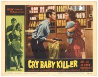 2k413 CRY BABY KILLER LC #5 '58 Jack Nicholson in his first role holding gun on woman with baby!