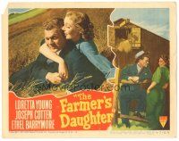 2k476 FARMER'S DAUGHTER LC #2 '47 image of Joseph Cotten & pretty Loretta Young in field!