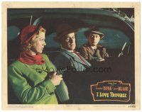 2k579 I LOVE TROUBLE LC #4 '47 image of Franchot Tone & Janis Carter holding guns on Arthur Space!