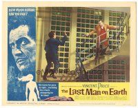 2k627 LAST MAN ON EARTH LC #3 '64 AIP horror, Vincent Price being chased by man on stairs!