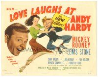 2k163 LOVE LAUGHS AT ANDY HARDY TC '47 Mickey Rooney, cool different art by Al Hirschfeld!