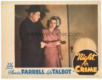 2k725 NIGHT FOR CRIME LC '43 Glenda Farrell with flashlight standing by Ralph Sanford with gun!