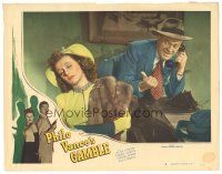 2k764 PHILO VANCE'S GAMBLE LC #3 '47 film noir, guy talks on phone while woman in fur sleeps!