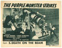 2k193 PURPLE MONSTER STRIKES chapter 5 TC '45 close up of Roy Barcroft, Death on the Beam!