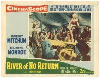 2k798 RIVER OF NO RETURN LC #3 '54 Robert Mitchum & cowboys watch sexy Marilyn Monroe sing!