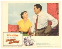 2k806 ROMAN HOLIDAY LC #6 R60 romantic image of laughing Audrey Hepburn & Gregory Peck!