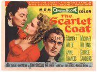 2k206 SCARLET COAT TC '55 romantic art of Cornel Wilde & Anne Francis, John Sturges directed!
