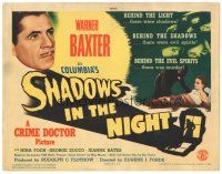 2k208 SHADOWS IN THE NIGHT TC '44 Warner Baxter as The Crime Doctor, Nina Foch, from CBS Radio!