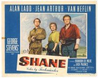 2k831 SHANE LC #6 '53 most classic western, cool image of Alan Ladd, Jean Arthur & Van Heflin!