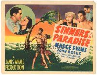 2k211 SINNERS IN PARADISE TC '38 James Whale, Madge Evans, John Boles, cool tropical island art!